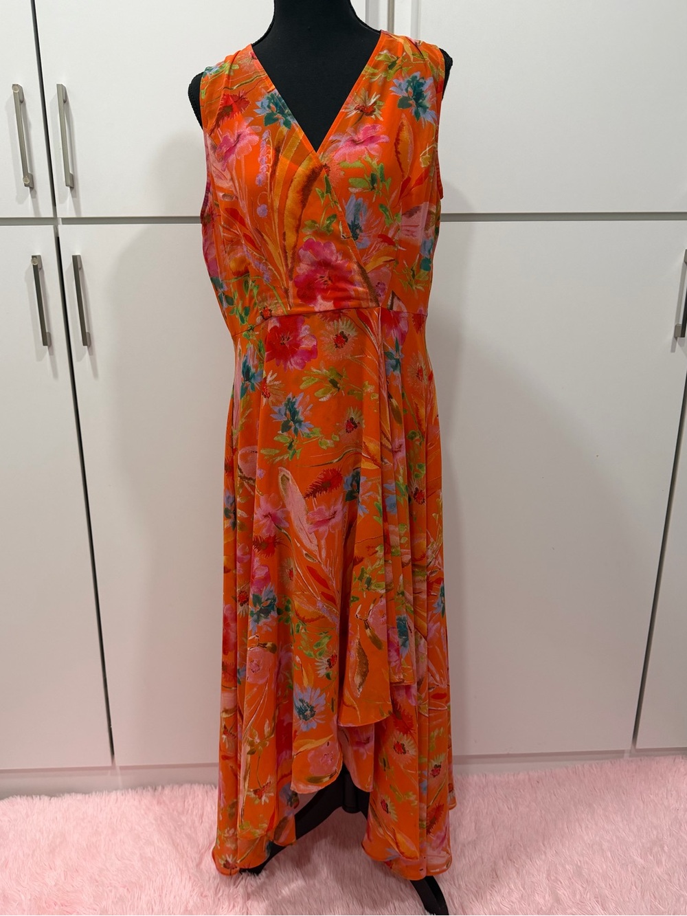 Calvin Klein Floral-Print Chiffon Surplice Dress